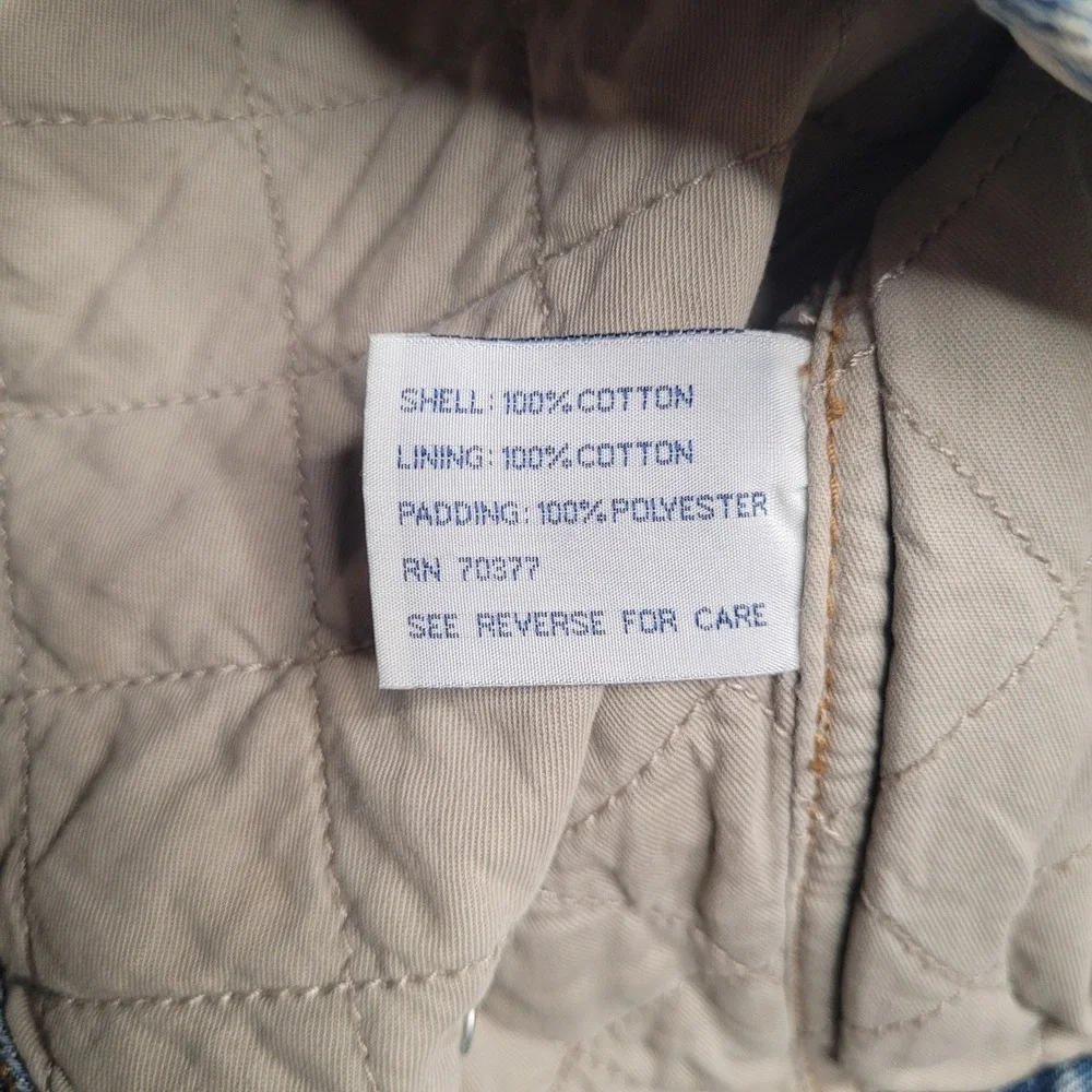 VTG New River Vest Small Blue Denim Quilted Padded Utility Chore Gorpcore Field